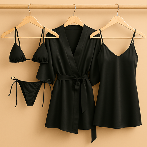 4 PCs-Style Satin Lingerie Set