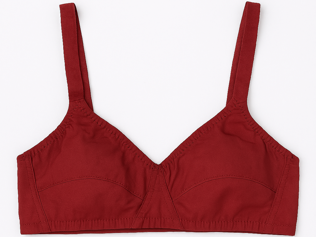 Pack of 3 Cotton Sada Bra  – Mehroon, Black & Skin Color