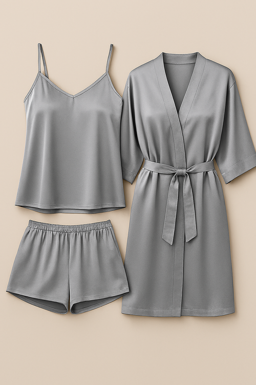 3-Piece Satin Sleepwear Set for Women