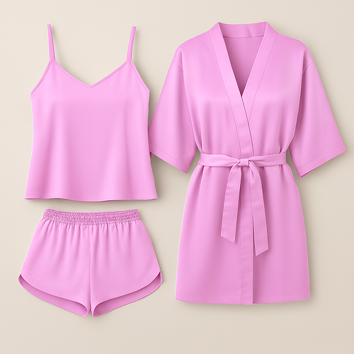 3-Piece Satin Sleepwear Set for Women