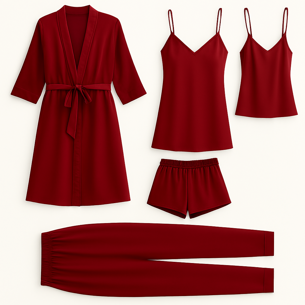 5-Piece Satin Sleepwear Set